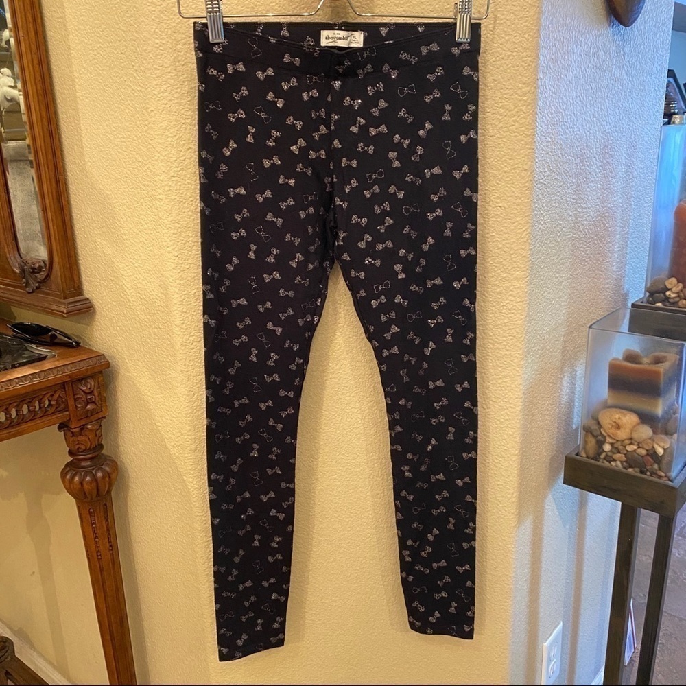 NWT~ABERCROMBIE KIDS Glitter Bow Black Legging XL